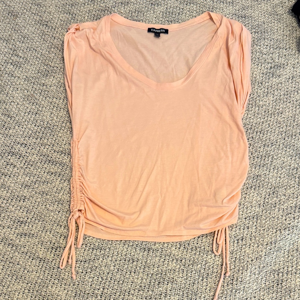 Express Light Coral Ruched Blouse